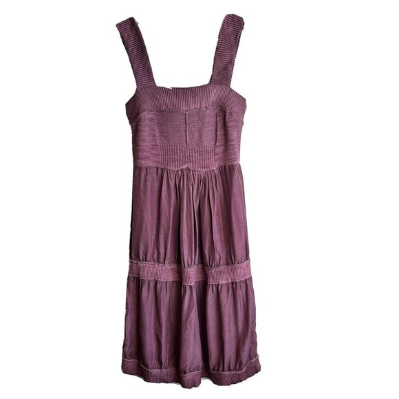 E by Eloise x Anthropologie Silk & Sweater Chemise Midi Dress Tiered Size Small - Picture 2 of 10
